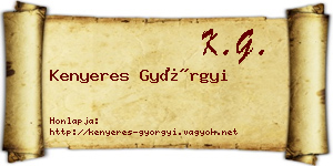 Kenyeres Györgyi névjegykártya