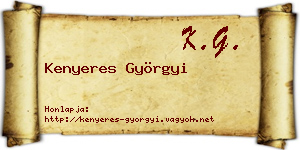 Kenyeres Györgyi névjegykártya